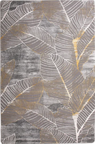 Dywan roślinny w liście Diamond Nicole K4424G szaro-złoty