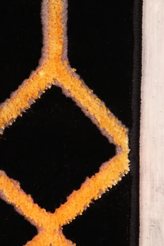 Dywan geometryczny 3d Diamond Tyro K4427G czarno-złoty brzeg