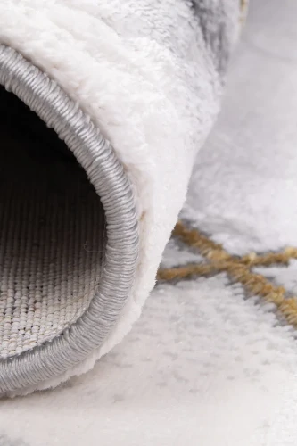 Dywan geometryczny marmur Diamond K4428G szaro-złoty bok