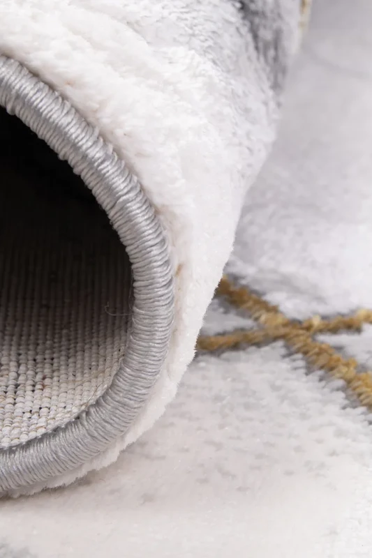 Dywan geometryczny marmur Diamond K4428G szaro-złoty bok