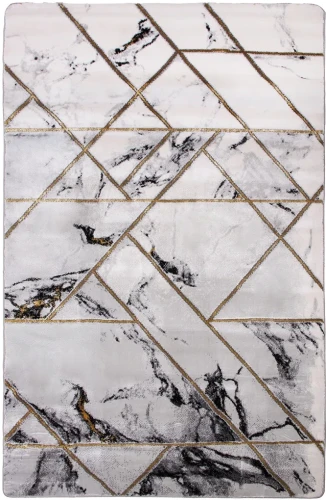 Dywan geometryczny marmur Diamond K4428G szaro-złoty