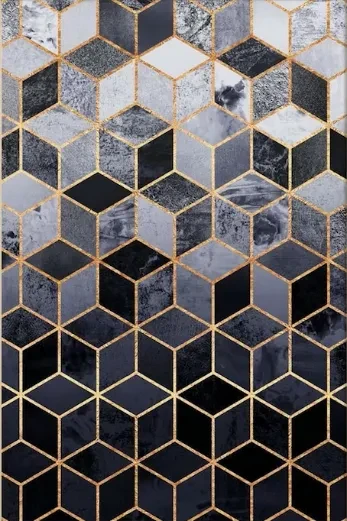 Dywan geometryczny 3d Diamond K4432G szaro-złoty