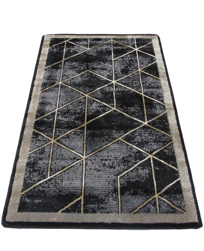 Dywan nowoczesny Diamond K4479G antracytowo-złoty rzut ukośny