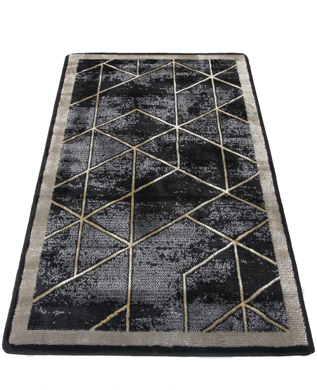 Dywan nowoczesny Diamond K4479G antracytowo-złoty rzut ukośny