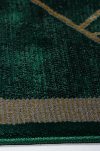 Dywan geometryczny Diamond K4479Y zielono-złoty zbliżenie brzegu