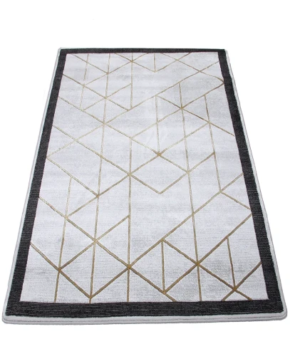 Dywan geometryczny Diamond K4488G szaro-złoty rzut ukośny