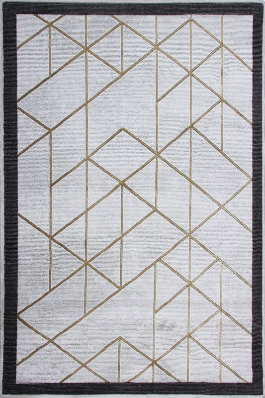 Dywan geometryczny Diamond K4488G szaro-złoty