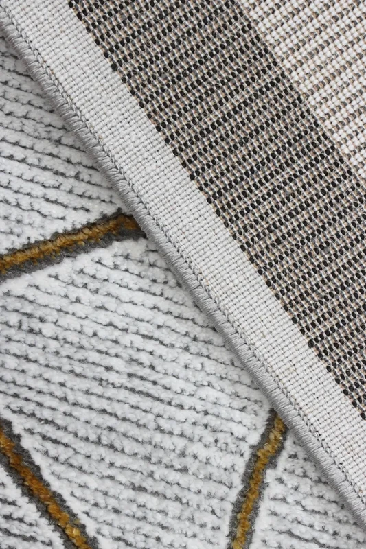 Dywan geometryczny Diamond K4488G szaro-złoty spód