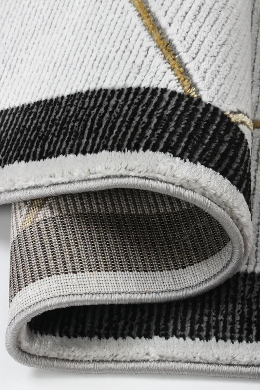 Dywan geometryczny Diamond K4488G szaro-złoty brzeg