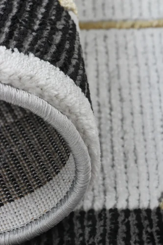 Dywan geometryczny Diamond K4488G szaro-złoty zbliżenie brzegu