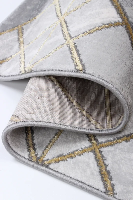 Dywan geometryczny 3d Diamond K4492G szary brzeg