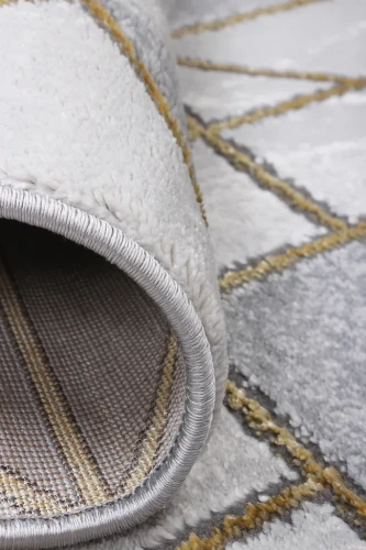 Dywan geometryczny 3d Diamond K4492G szary zbliżenie brzegu