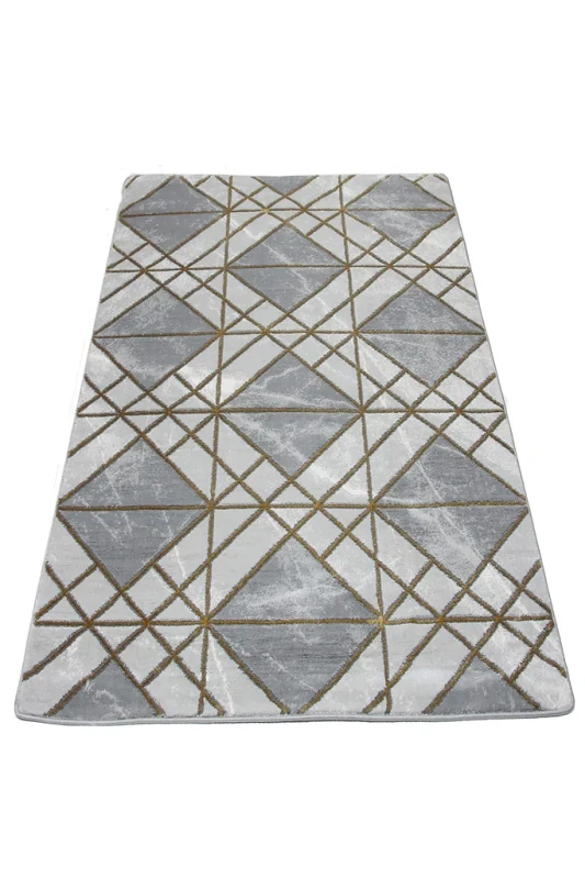 Dywan geometryczny 3d Diamond K4492G szary rzut ukośny