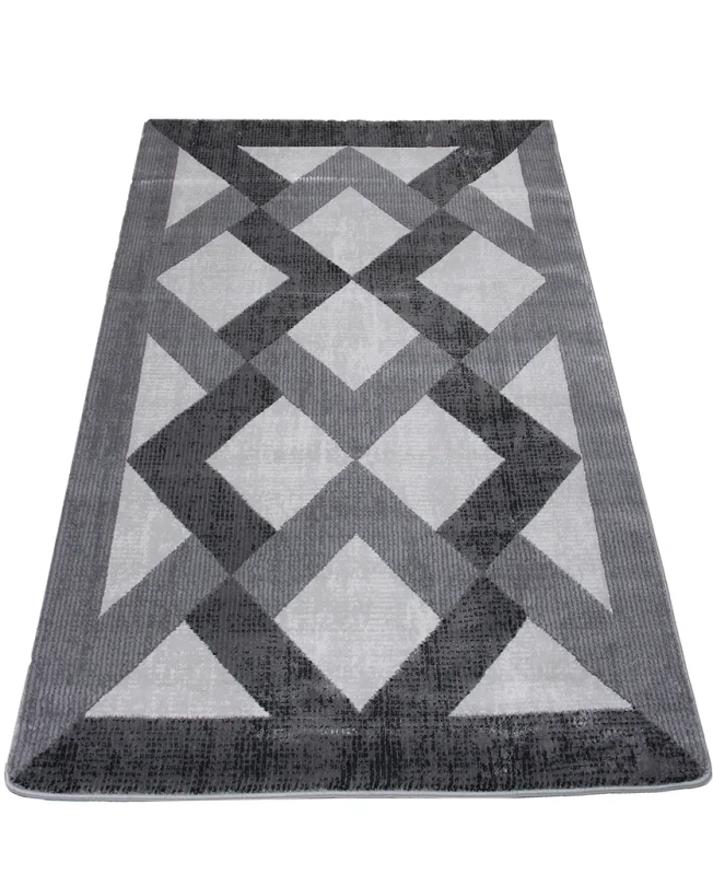 Dywan geometryczny Diamond K4494S szary rzut ukośny