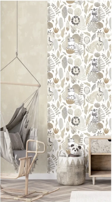 Beżowe tapety dziecięce z kolekcji Cristiana Masi Happy.webp