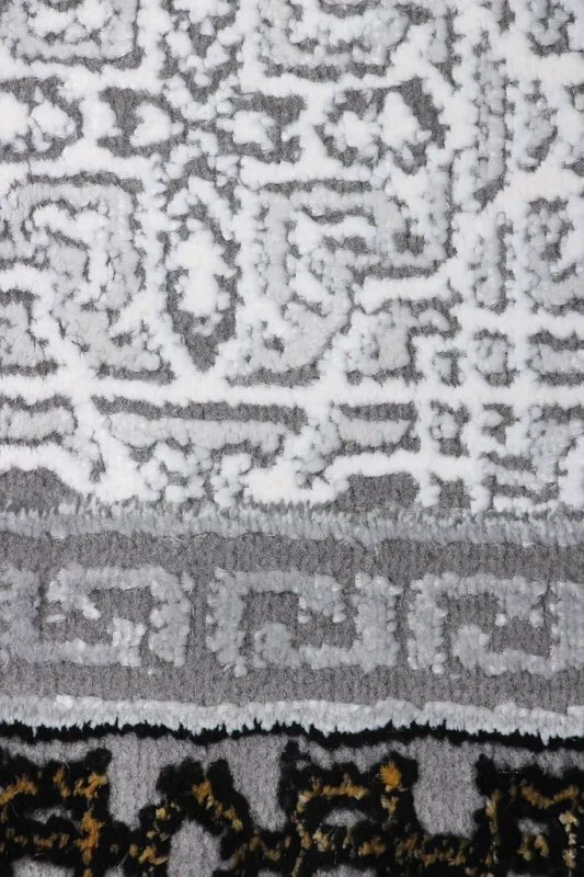 Dywan klasyczny z ramką Diamond K4496G szary zbliżenie runa