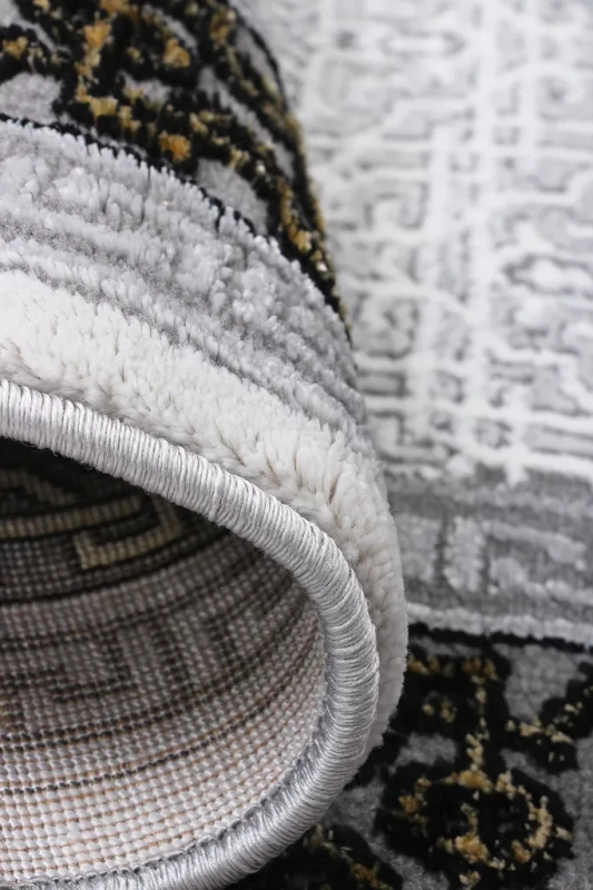 Dywan klasyczny z ramką Diamond K4496G szary zbliżenie brzegu