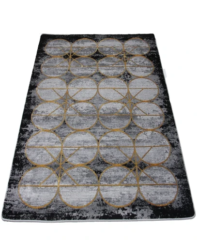 Dywan geometryczny Diamond K4498G szaro-złoty rzut ukośny