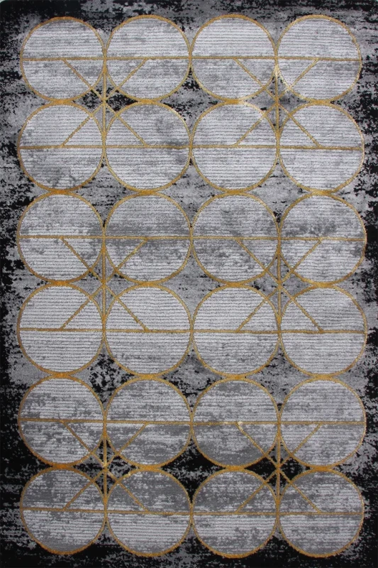 Dywan geometryczny Diamond K4498G szaro-złoty
