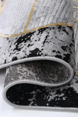 Dywan geometryczny Diamond K4498G szaro-złoty brzeg