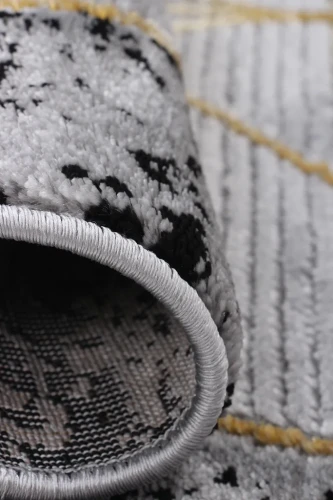 Dywan geometryczny Diamond K4498G szaro-złoty brzeg w przybliżeniu