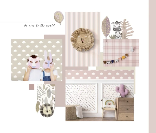 Tapety dziecięce Cristiana Masi Happy w kolorystyce pudrowego różu i beżu.webp