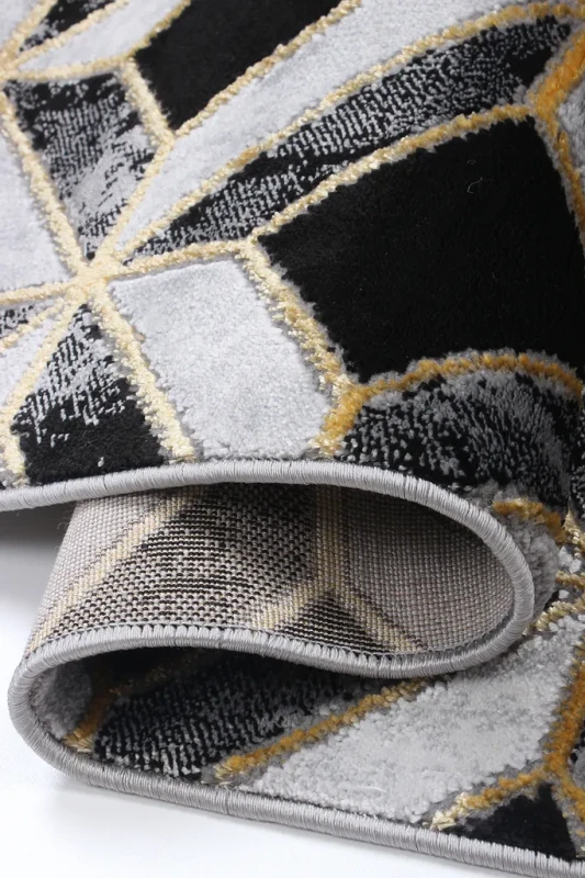 Dywan geometryczny Diamond K4499 G szary brzeg