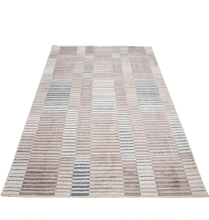 Dywan nowoczesny Camilla 1862 beżowo-turkusowy rzut ukośny