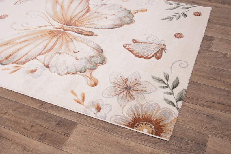 Dywan dziecięcy 3d Dywilan Luna Butterfly 40427 na ciemnej podłodze