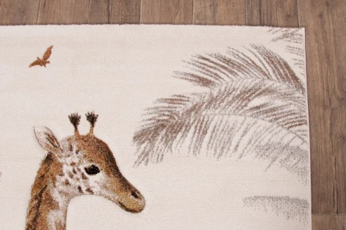 Dywan dziecięcy 3d Dywilan Luna Giraffe with Fox 40423 zbliżenie na obszycie