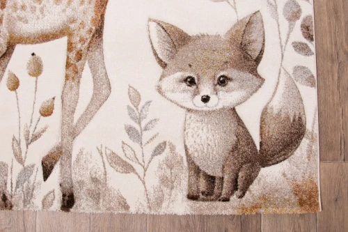 Dywan dziecięcy 3d Dywilan Luna Giraffe with Fox 40423 zbliżenie na runo
