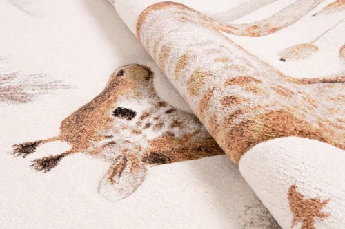 Dywan dziecięcy 3d Dywilan Luna Giraffe with Fox 40423 struktura