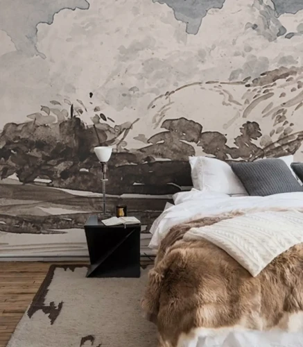 Artystyczny mural do sypialni Wallcolors Cloudy.webp