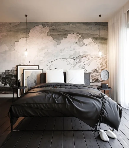 Mural do sypialni artystyczny Wallcolors Cloudy.webp