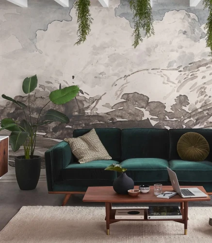 Tapeta artystyczna do salonu z chmurami Wallcolors Cloudy.webp