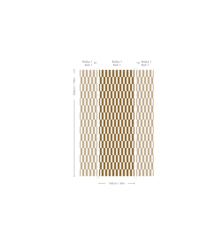 Nowoczesna tapeta wzór geometryczny Wallcolors Tetris Stripe Brown.webp