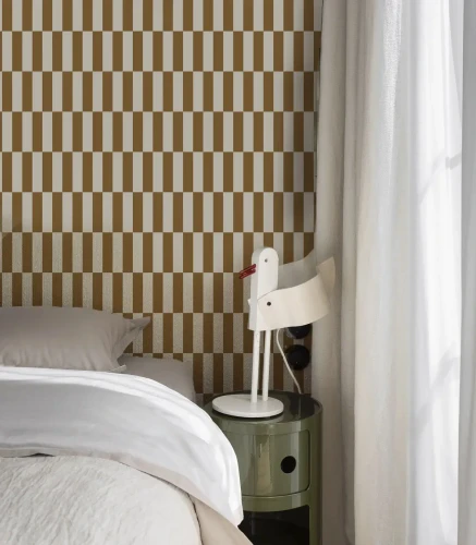 Tapeta 3d do nowoczesnej sypialni Wallcolors Tetris Stripe brown.webp