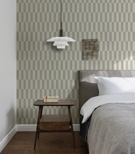 Tapeta 3d do sypialni w stylu eko Wallcolors Tetris Stripe greige.webp