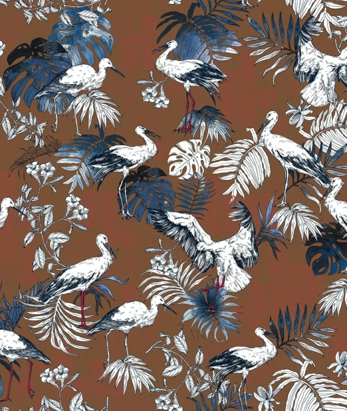 Tapeta z bocianami Wallcolors Storks Red.webp