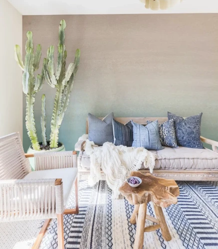 Tapeta ombre do salonu Turquoise Fog Wallcolors.webp