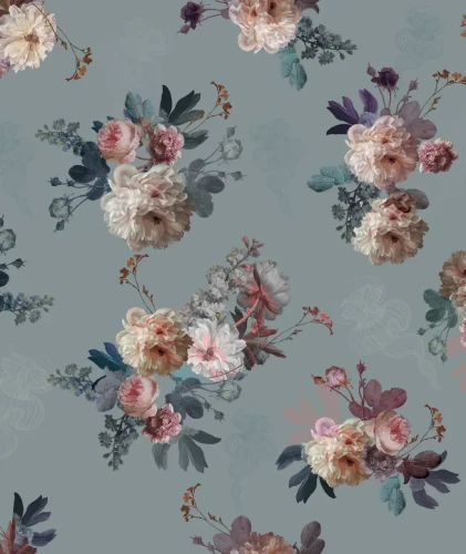 Tapeta w kwiaty Blush Garden Blue Wallcolors.webp