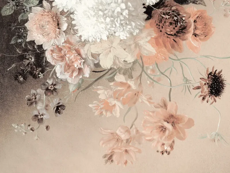 Mural kwiaty pastelowe Beige Floral Wallcolors.webp