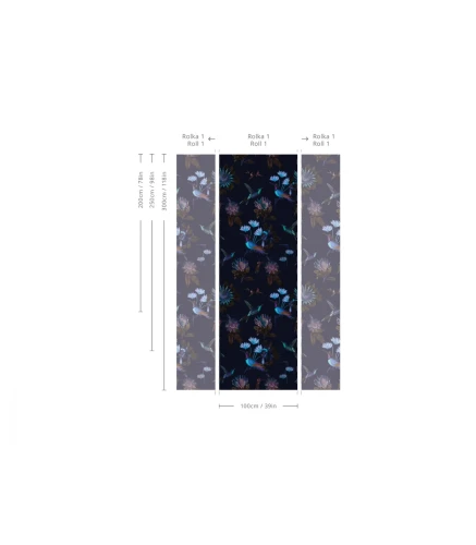 Tapeta botaniczna z kolibrami Toxic Hummingbirds Wallcolors.webp