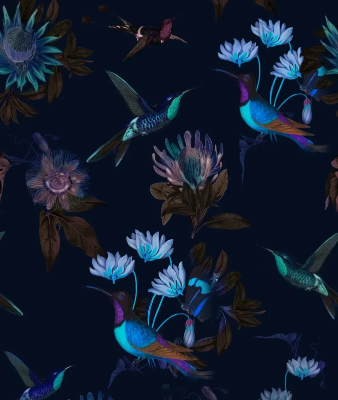 Tapeta z kolibrami Toxic Hummingbirds Wallcolors.webp