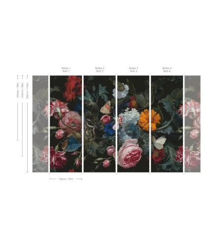 Tapeta w duży kwiat vintage Dragonfly Garden  Wallcolors.webp