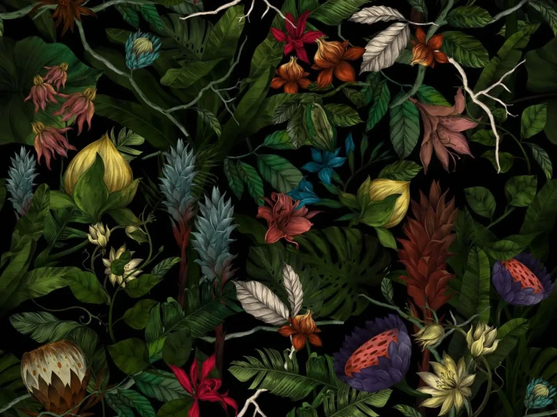 Tapeta wzór jungle Mysterious Flower Wallcolors .webp