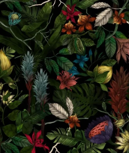 Tapeta egzotyczne liście Mysterious Flower Wallcolors.webp