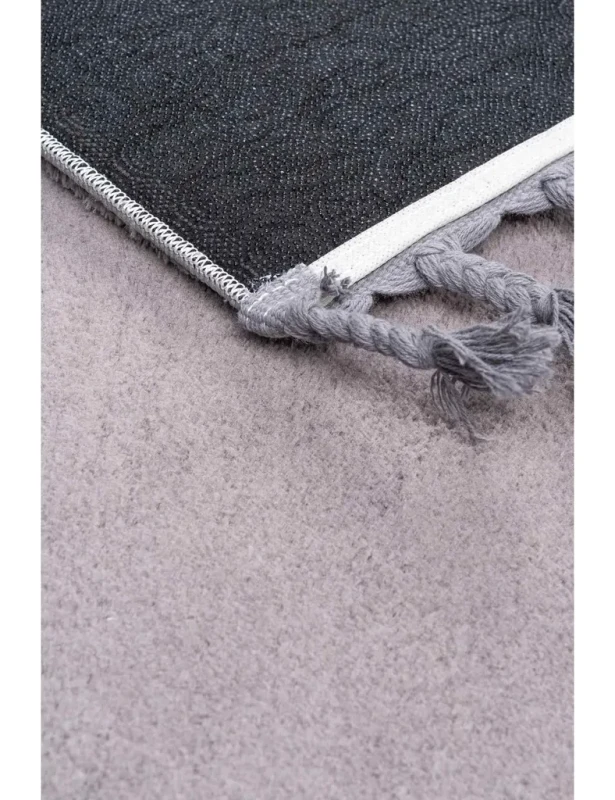 Dywan pluszowy Loren szary z frędzlami spód antypoślizgowy