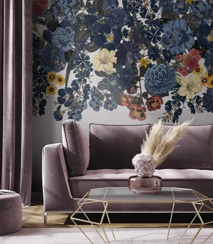 Designerska tapeta do salonu w kwiaty Flowery Home Wide Wallcolors.webp