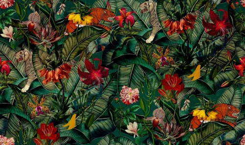 Tapeta tropikalna ciemna Green Island Wallcolors.webp